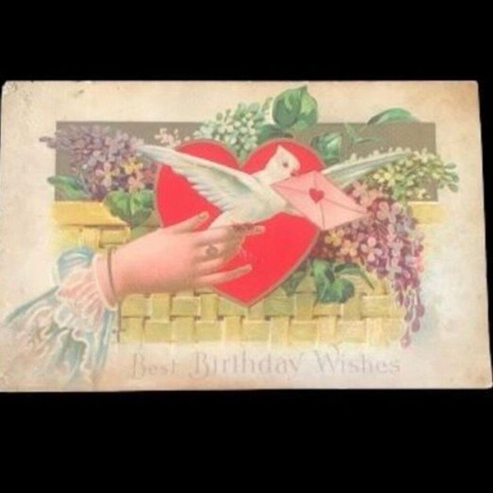 1909 E. Nash Birthday Postcard – Vintage Victorian Greeting in Frame